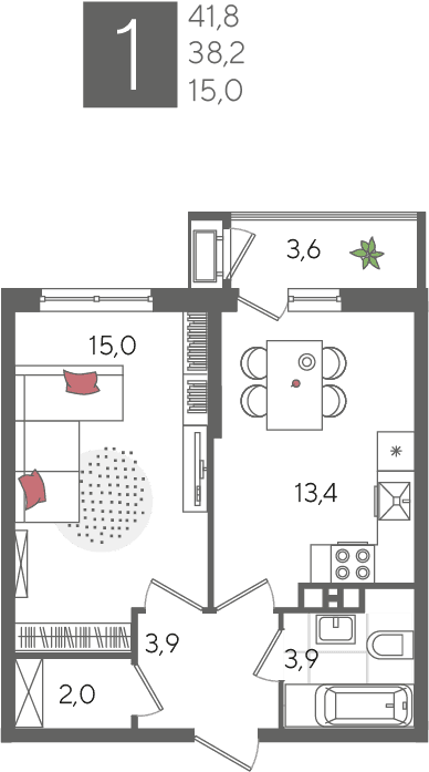Рекорд 2 Краснодар — планировка 1