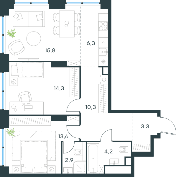 Level Звенигородская, этап 1 Москва — планировка 3