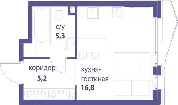 Символ, Вдохновение Москва — планировка Студия