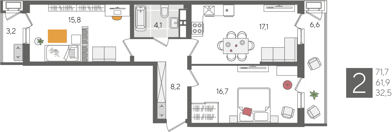 Рекорд 2 Краснодар — планировка 2