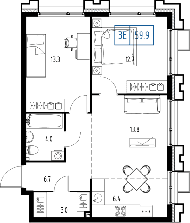 Skolkovo ONE Москва — планировка 3