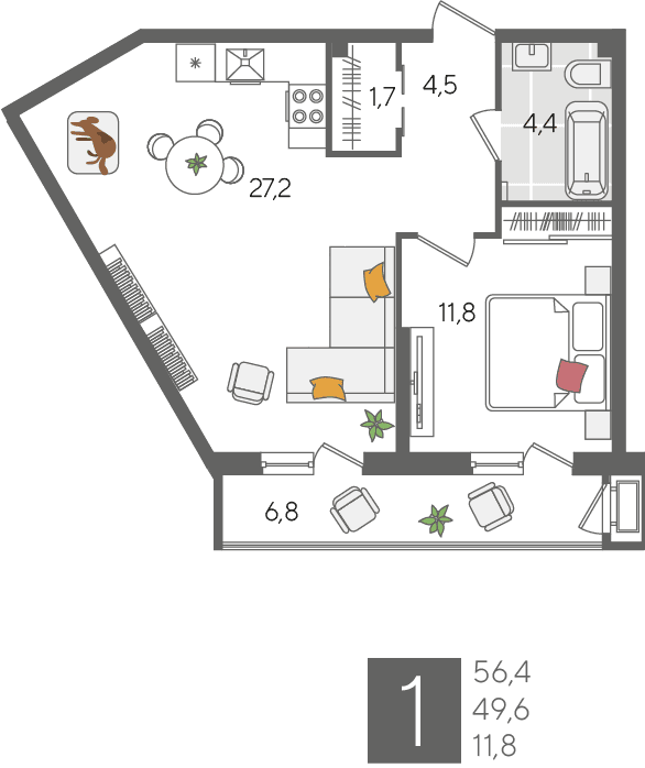 Рекорд 2 Краснодар — планировка 1