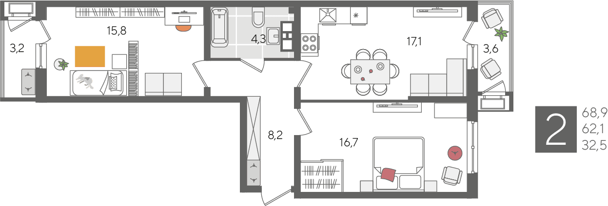 Рекорд 2 Краснодар — планировка 2