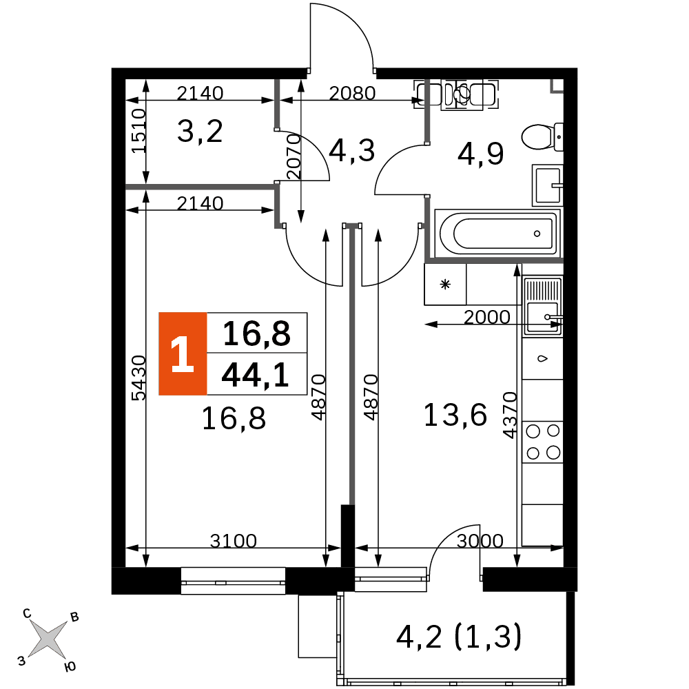 Олимп Обнинск — планировка 1
