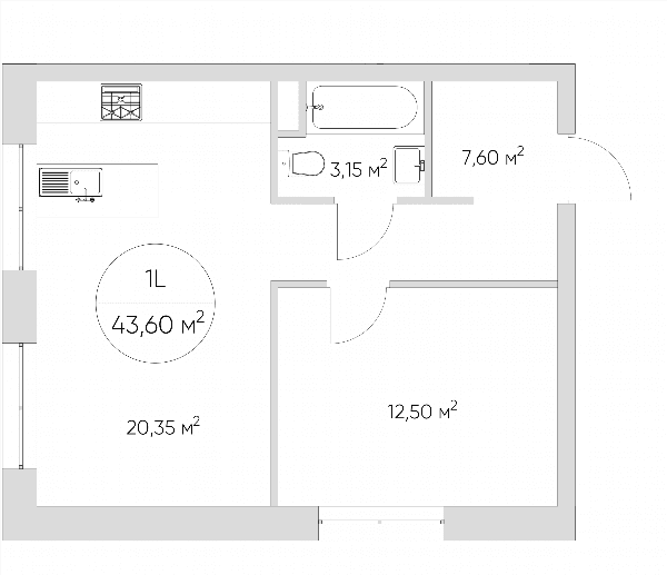 Nice loft Москва — планировка 1-комнатные апартаменты