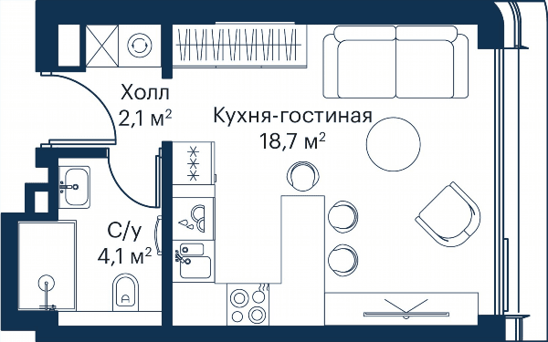 City Bay Москва — планировка Студия