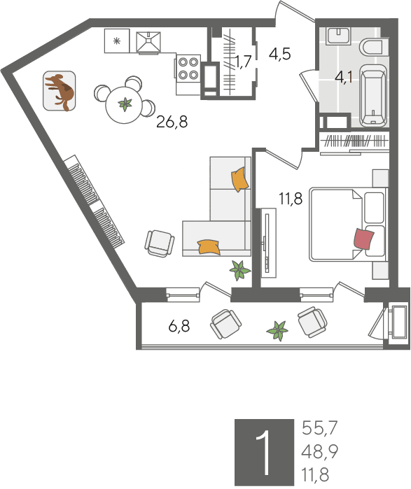 Рекорд 2 Краснодар — планировка 1
