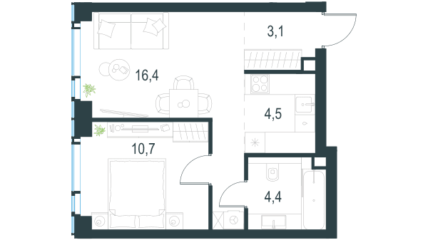 Level Мичуринский, этапы 1 и 2 Москва — планировка 2