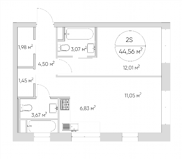 Nice loft Москва — планировка 2-комнатные апартаменты