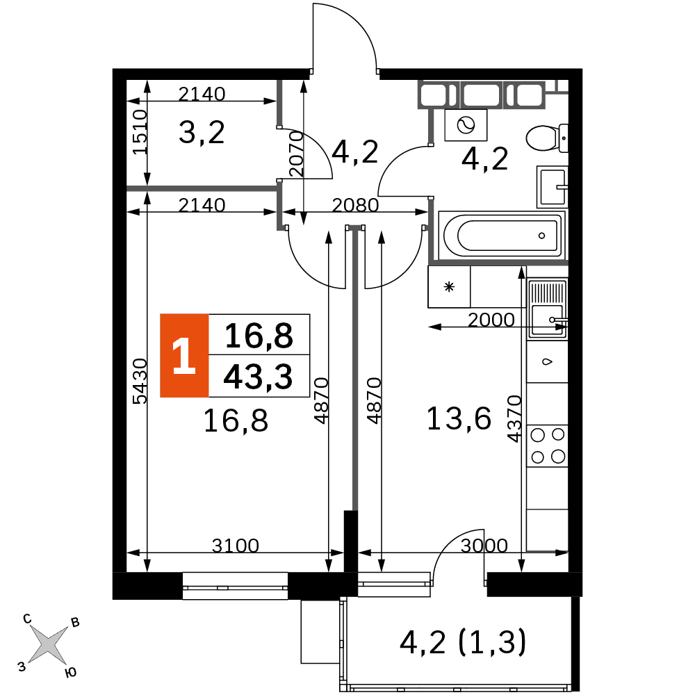 Олимп Обнинск — планировка 1