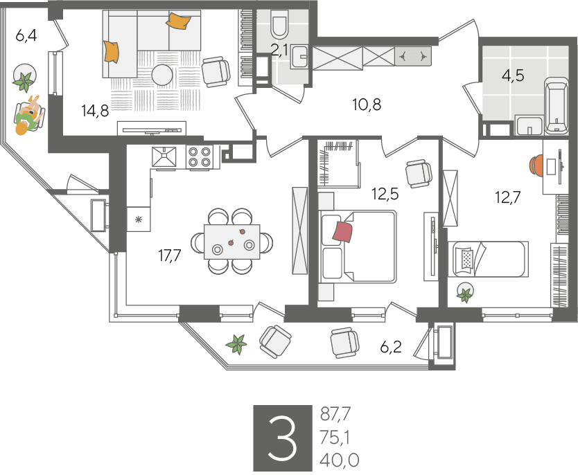 Рекорд 2 Краснодар — планировка 3