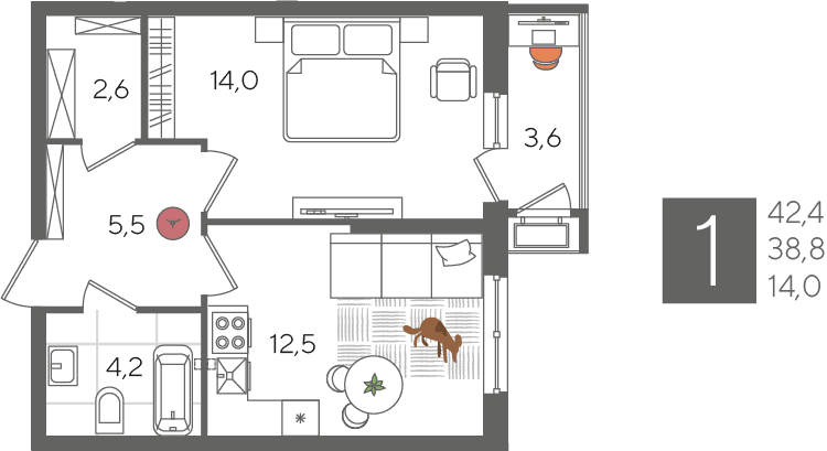 Рекорд 2 Краснодар — планировка 1