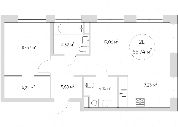 Nice loft Москва — планировка 2-комнатные апартаменты