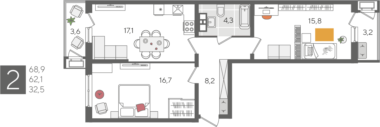 Рекорд 2 Краснодар — планировка 2