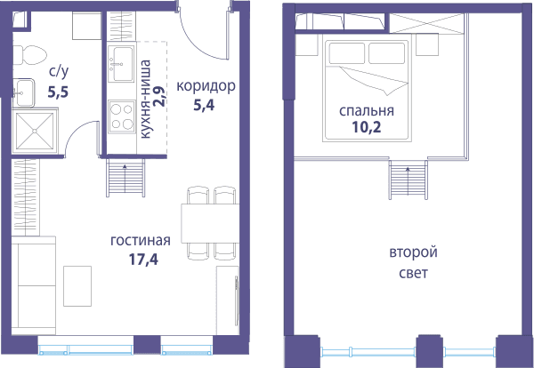Символ, Независимость Москва — планировка Студия