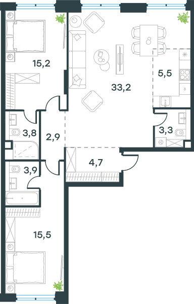 Level Причальный Москва — планировка 3
