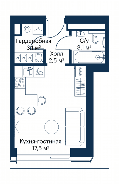 City Bay Москва — планировка Студия