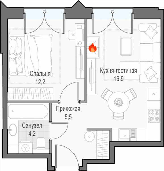 Достижение Москва — планировка 1