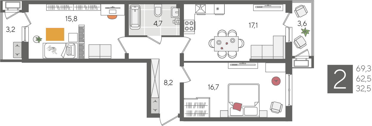 Рекорд 2 Краснодар — планировка 2