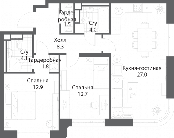 Nagatino i-Land Москва — планировка 2