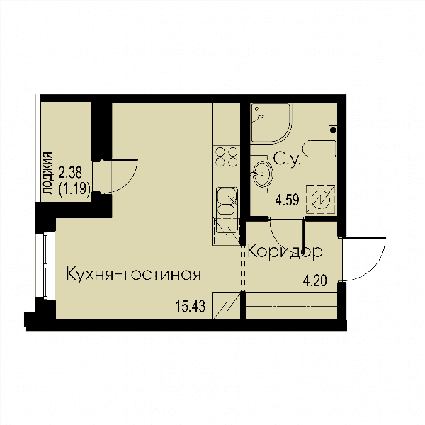 iD Murino II Санкт-Петербург — планировка Студия