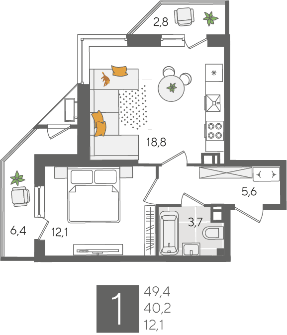 Рекорд 2 Краснодар — планировка 1