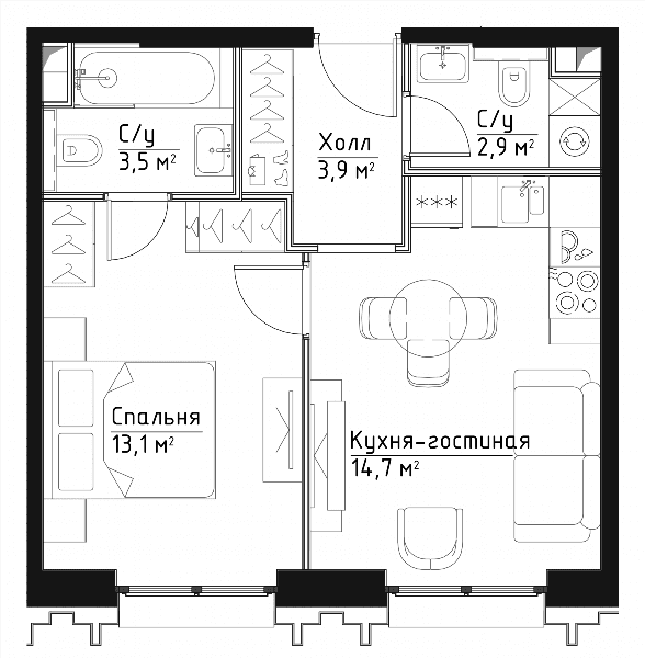 Павелецкая Сити Москва — планировка 1