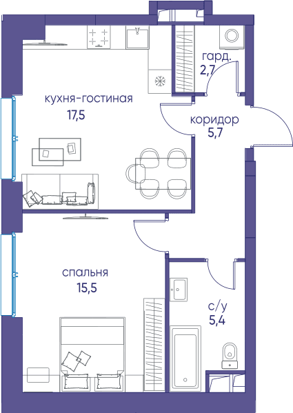 Остров, Остров.6 Москва — планировка 1