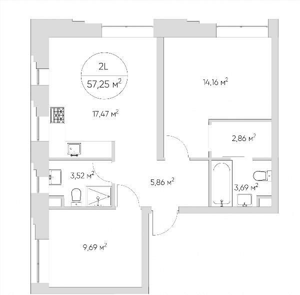 Nice loft Москва — планировка 2-комнатные апартаменты