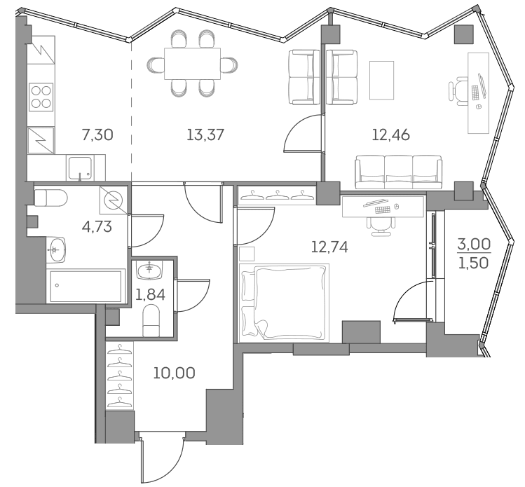 Аквилон BESIDE 2.0 Москва — планировка 1