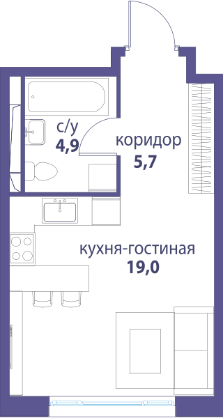 Символ, Вдохновение Москва — планировка Студия