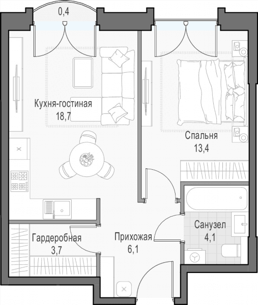 Достижение Москва — планировка 1