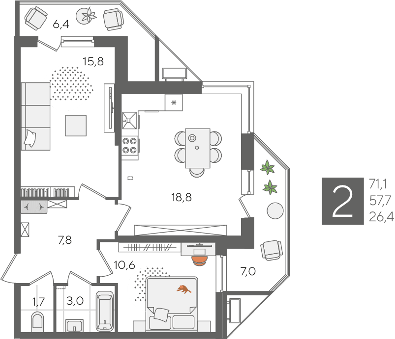 Рекорд 2 Краснодар — планировка 2