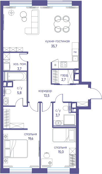Остров, Остров.5 Москва — планировка 3