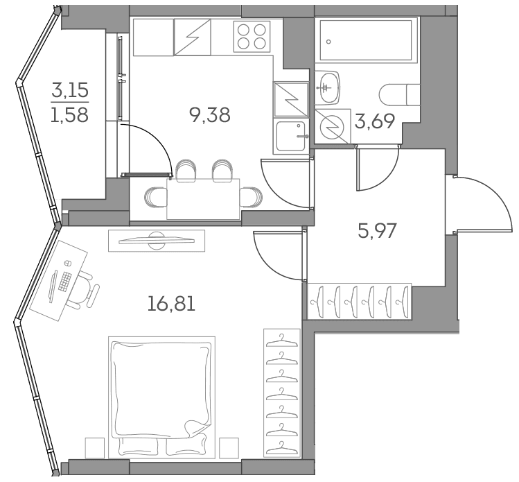 Аквилон BESIDE 2.0 Москва — планировка 1