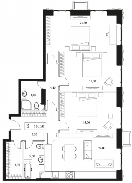 Dream Towers Москва — планировка 3