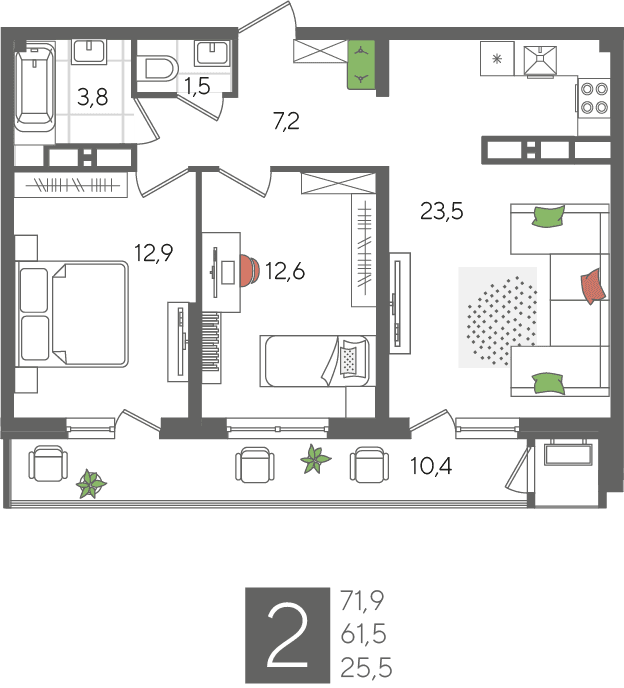 Рекорд 2 Краснодар — планировка 2