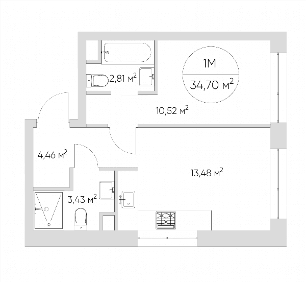 Nice loft Москва — планировка 1-комнатные апартаменты