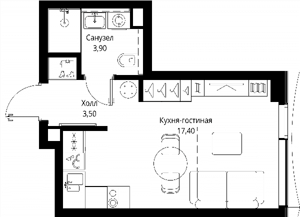 Cityzen Москва — планировка Студия