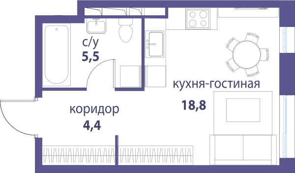 Символ, Вдохновение Москва — планировка Студия