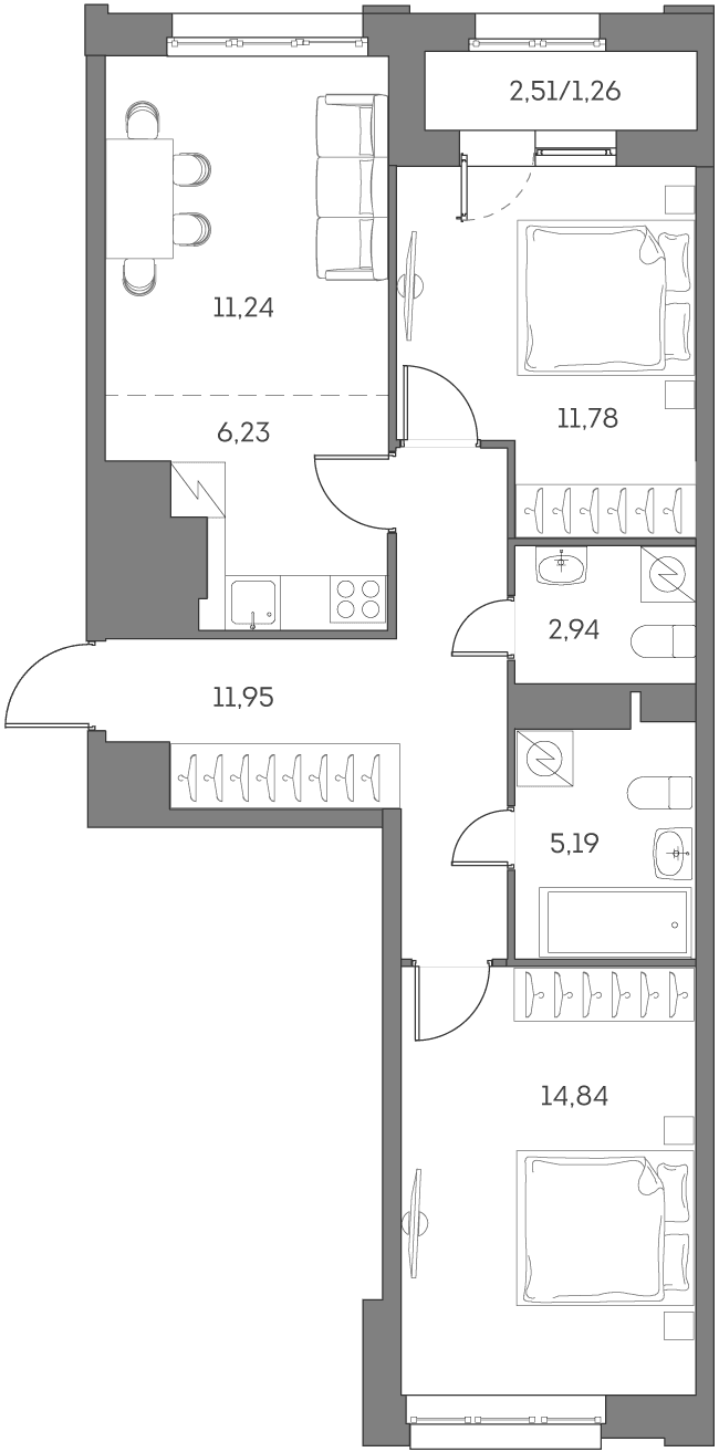 Аквилон BESIDE 2.0 Москва — планировка 1