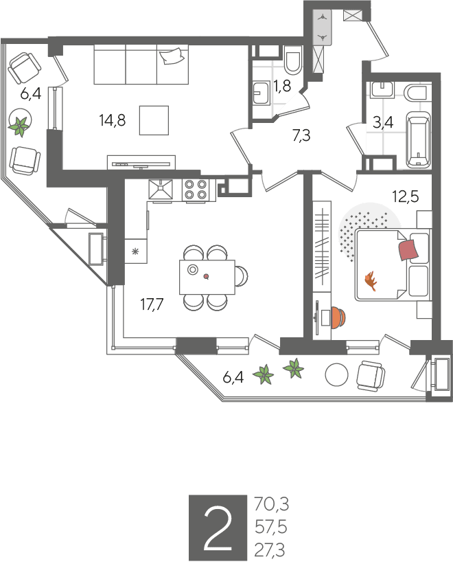 Рекорд 2 Краснодар — планировка 2