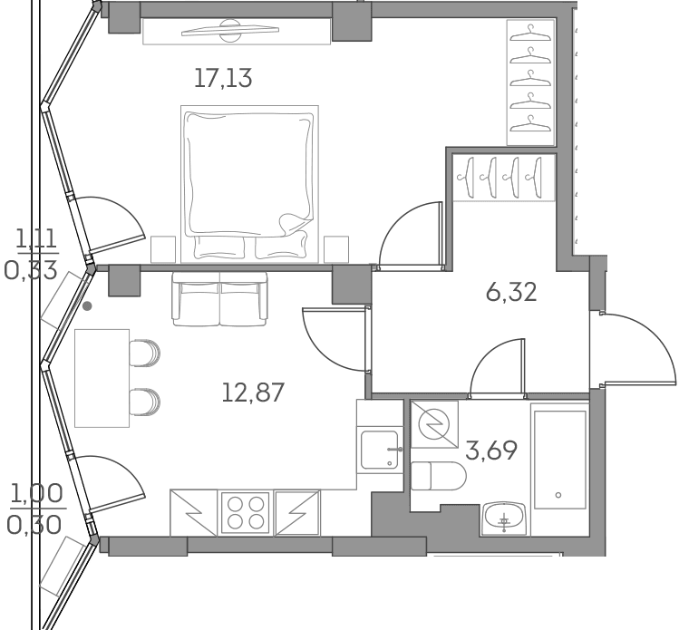 Аквилон BESIDE 2.0 Москва — планировка 1