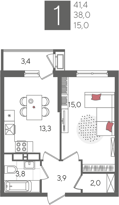 Рекорд 2 Краснодар — планировка 1