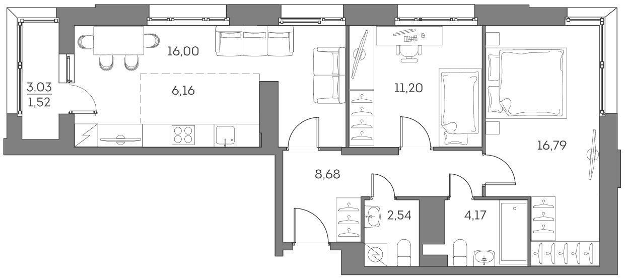 Аквилон BESIDE 2.0 Москва — планировка 1