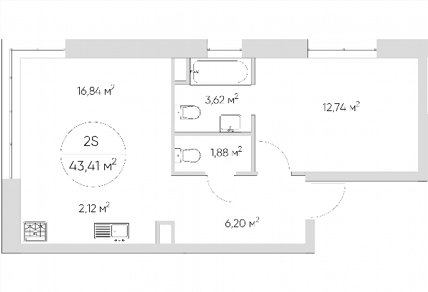 Nice loft Москва — планировка 2-комнатные апартаменты