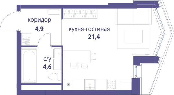 Символ, Вдохновение Москва — планировка Студия