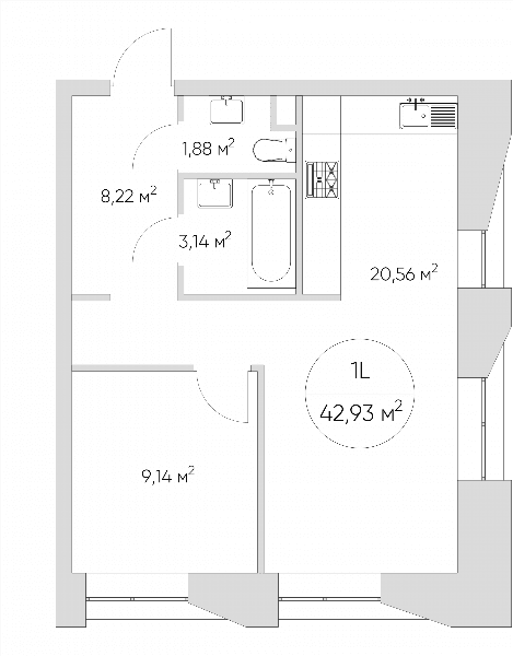 Nice loft Москва — планировка 1-комнатные апартаменты