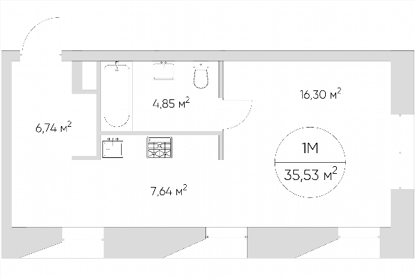 Nice loft Москва — планировка 1-комнатные апартаменты