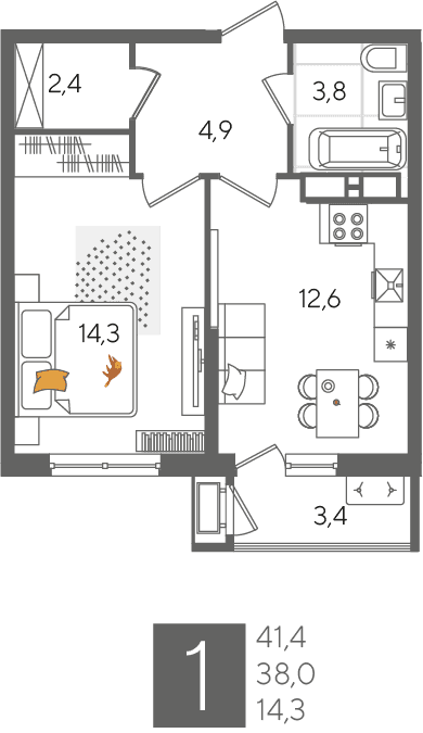Рекорд 2 Краснодар — планировка 1